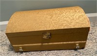 Vintage Velvet Lined Gold Tone Jewelry Box/Trunk