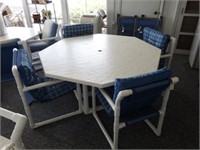 Lot #144 PVC patio furniture table with four
