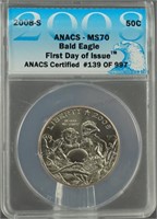 2008-S Bald Eagle Half Dollar ANACS MS 70