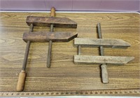 (2) Large Wooden Clamps