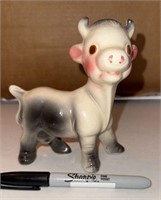 Vintage Figurine Cow Brown Porcelain Midcentury