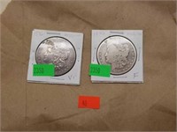 Lot of 2 1890 &1896 Silver Morgan Dollar Coins