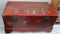 Chinese gilded red lacquer storage chest