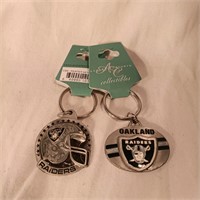 Set of 2 Official NFL Oakland Raiders Keychains