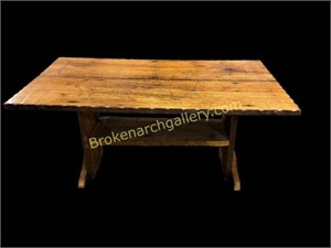Rustic Coffee Table with Incised Bears