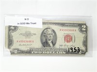 1953 Two Dollar Bill no In God We Trust
