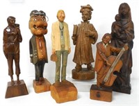lot of 6 wooden figures