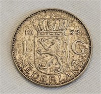1955 Silver 1 Gulden Netherlands (6.5g) Coin