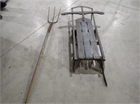 Vintage Sled and Pitch Fork