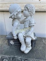 Boy & Girl Kissing Garden Figurine