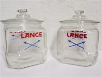 2 glass Lance Crackers display counter jars