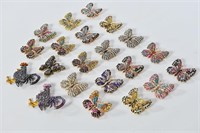 21 Asstd Costume Jewelry Butterfly & Rooster