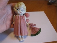 Vintage Japan Bisque 5&1/4" Doll with Crepe Paper