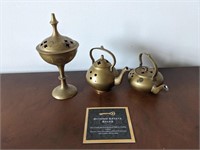 Vintage Indian Brass Incense Holder/Mini Tea Pots