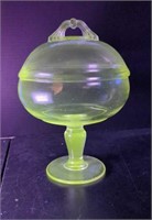 Vintage UV 365 NM Glass Pedestal Lidded Candy