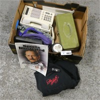 Box Lot of Telephones, Books, Nascar Shirt - Etc