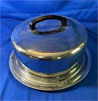 Mid Century Everedy Metal Cake Plate With Cover