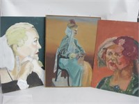 Three Vintage 18"x 24" Original Oil Paintings