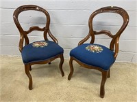 (2) Victorian Needlepoint Side Chairs