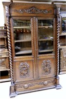 Barley Twist Pillared Oak Scholar's Bookcase.