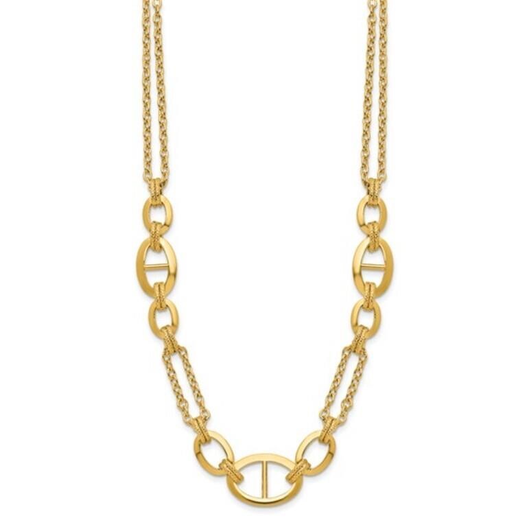 14K-Multi-strand Fancy Link Necklace