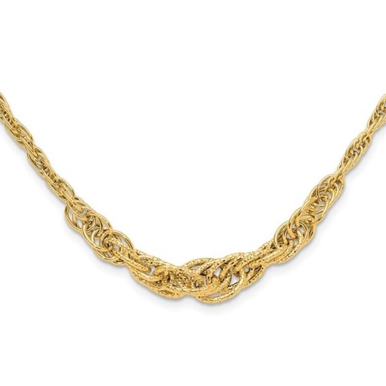 14K-  Textured Fancy Link Necklace