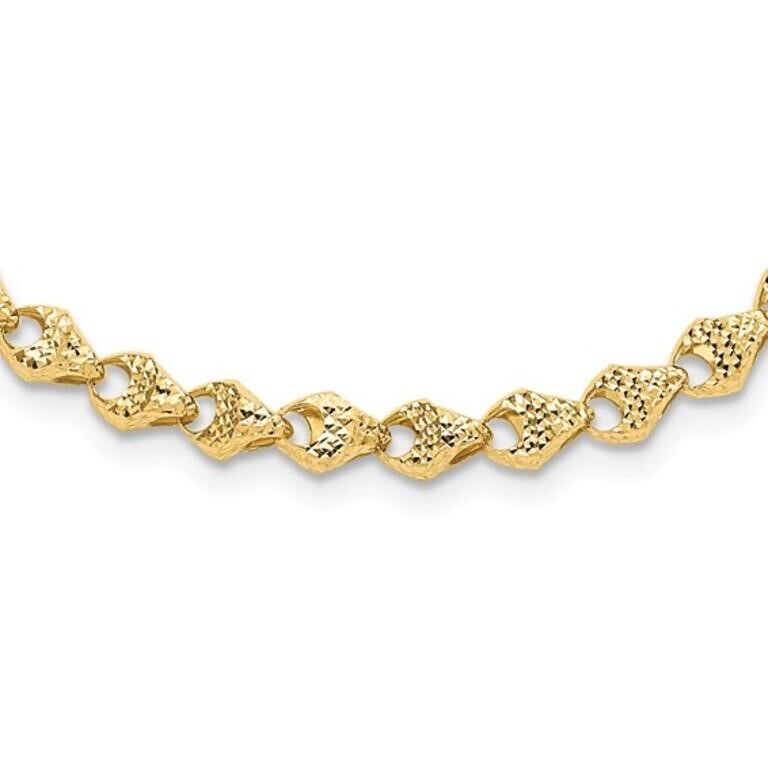 14K -Diamond-cut Fancy Link Necklace