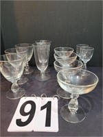 Etched Heisey Goblets ( 2 Tall ~ 4 Champagnes ~ 3