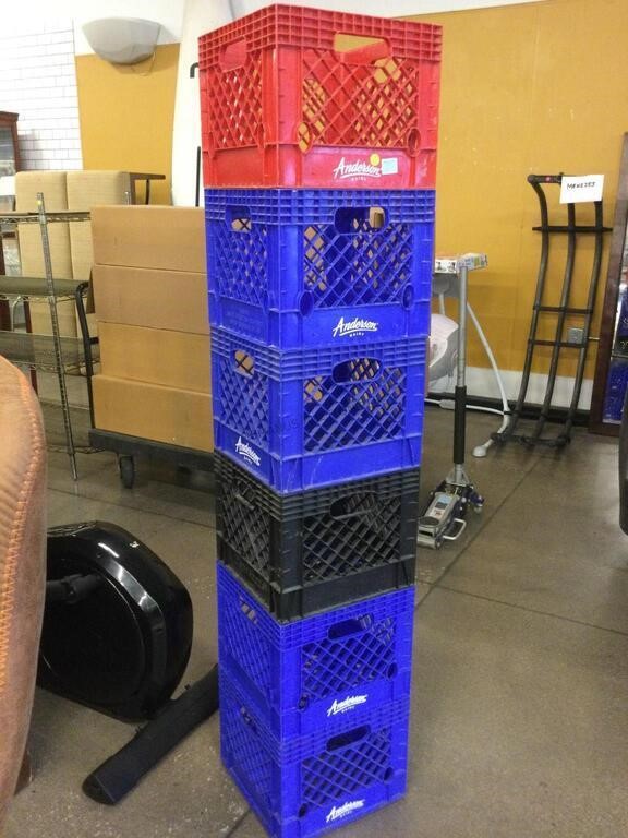 Stack of Anderson Dairy Milk Crates