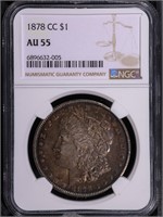 1878-CC $1 Morgan Dollar NGC AU 55 TONER!