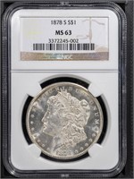 1878-S 1 Morgan Dollar NGC MS63 White Blazer