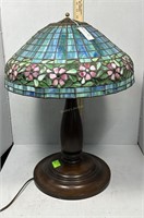 2x$ - Geometric & floral lead glass table lamps wi