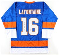 Pat LaFontaine Signed Jersey Inscribed "HOF 2003"