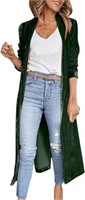 (Size: M - green)  Women's Long Velvet Cardigan