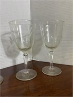 Etched wine glasses (6)