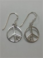 Peace Sign Earrings stamped 925