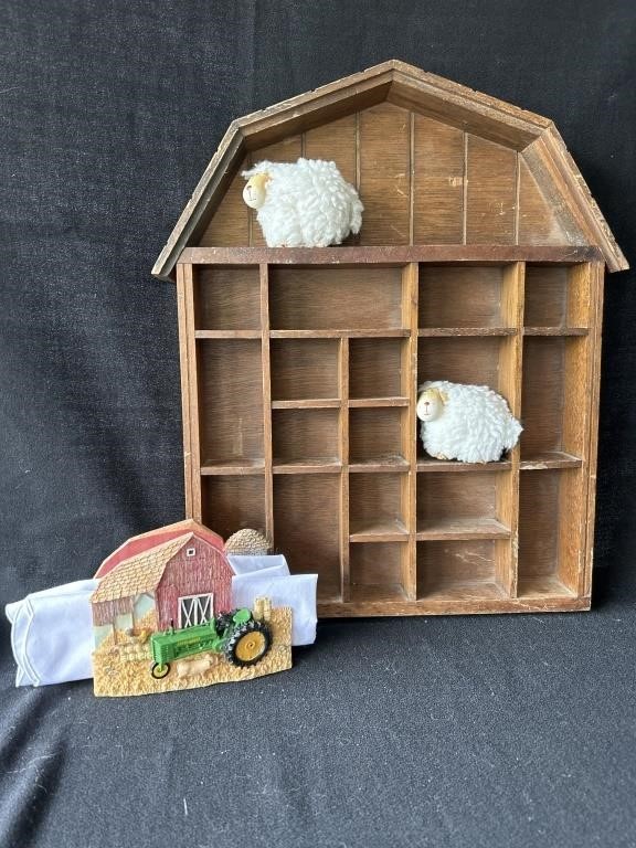 Wooden Barn shaped display case 13x17 , J