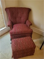Wing back arm chair and ottoman