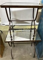 2 mirrored top/iron base end tables-