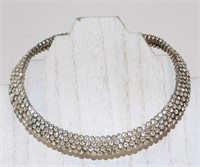 4-Row Rhinestone Collar Choker Necklace