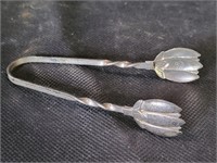 Antique Floral Head Sterling Silver Mini Tongs