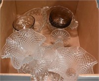 GLASS COMPOTE AND ASSORTED GLASSWARE