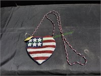 Ermo Small Heart Patriotic Bead Cross Body Purse