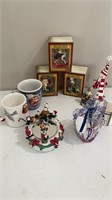 Christmas glass figurines/ mugs/ candle misc