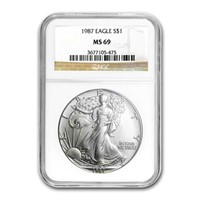 1987 American Silver Eagle Ms-69 Ngc