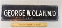 Reverse Painted Glass George Olah MD Sign