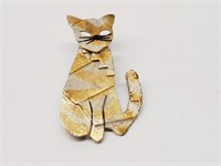Artistic  Signed  Cat Brooch Sterling Silver