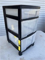 3 DRAWER PLASTIC ROLLING TOTE