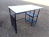 Metal Frame Writing Desk w/ Dual Shelves -