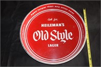 Vtg Heileman's Old Style Lager Round Metal Tray